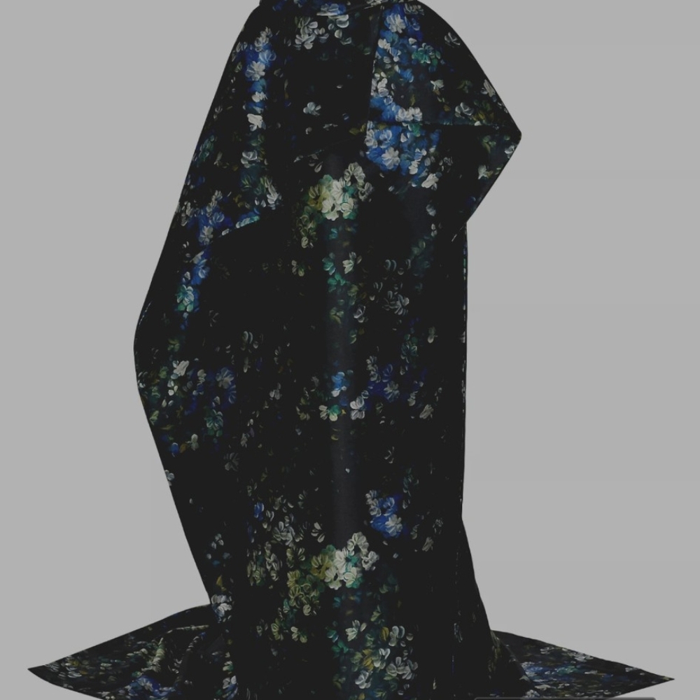 Amsale Floral Mikado Peplum Train Gown